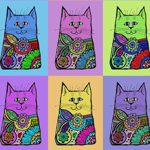 Colorful Rows of Cats #1