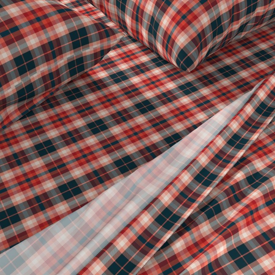 Plaid Blue Red Pink Small