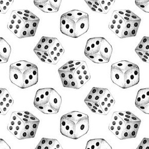 Nice Dice - black and white on white 