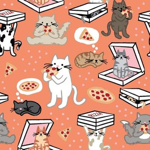 Cat Pizza Party  on Orange - Medium Scale