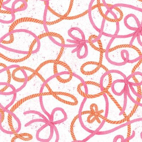 Tangled Holiday Ribbons (pink-orange-white) 10"