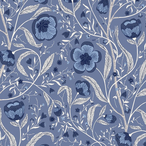 blue neutral seamles climbing florals and leafs tulips-01