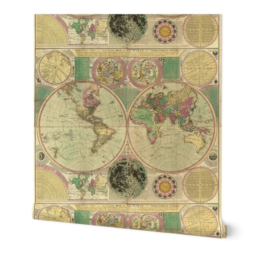 1780 World Map by Bowles
