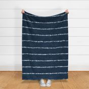 Shibori Stripes on Indigo Linen Pattern (xl scale) | Wide Ori Nui fabric in dark blue, Japanese shibori, indigo tie dye stripes, rustic fabric, navy blue and white.