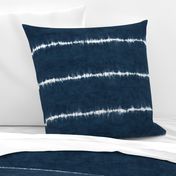 Shibori Stripes on Indigo Linen Pattern (xl scale) | Wide Ori Nui fabric in dark blue, Japanese shibori, indigo tie dye stripes, rustic fabric, navy blue and white.