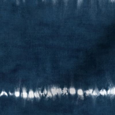 Shibori Stripes on Indigo Linen Pattern (xl scale) | Wide Ori Nui fabric in dark blue, Japanese shibori, indigo tie dye stripes, rustic fabric, navy blue and white.