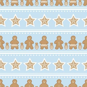 Gingerbread figures in line  repeat pattern background