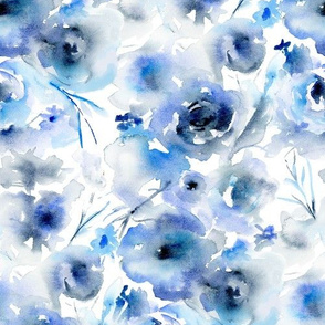 Small Blue Watercolor Floral