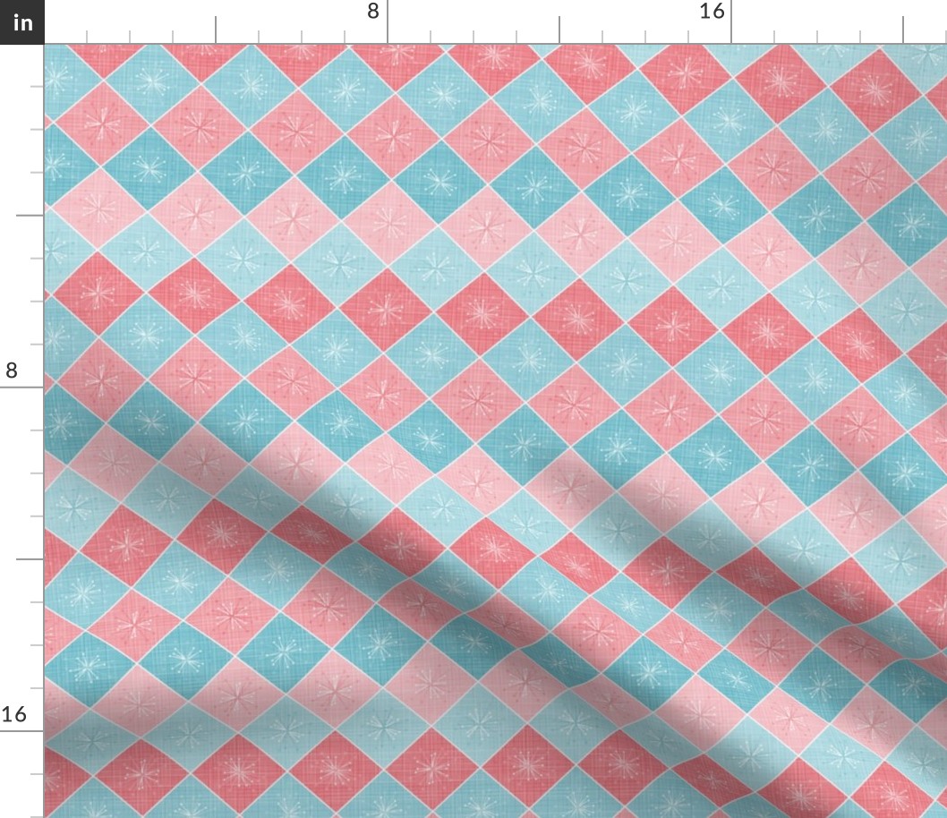 Atomic Age Starburst Check - Blue Pink