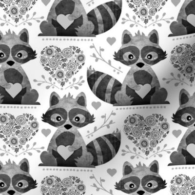 Raccoon's Valentine - Black & White