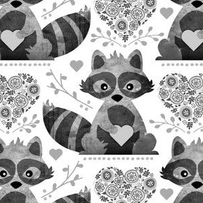 Raccoon's Valentine - Black & White