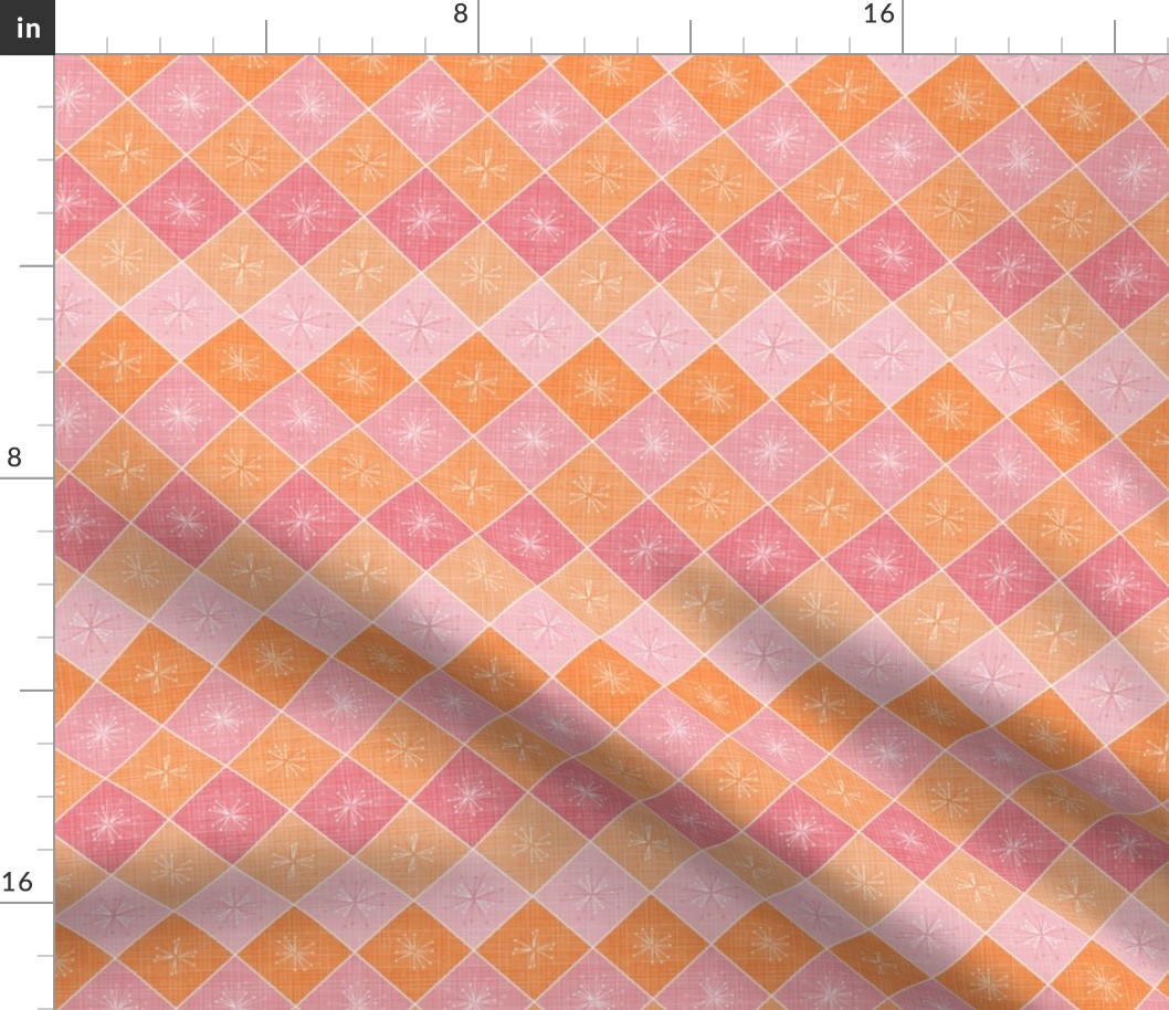 Atomic Age Starburst Check - Pink Orange