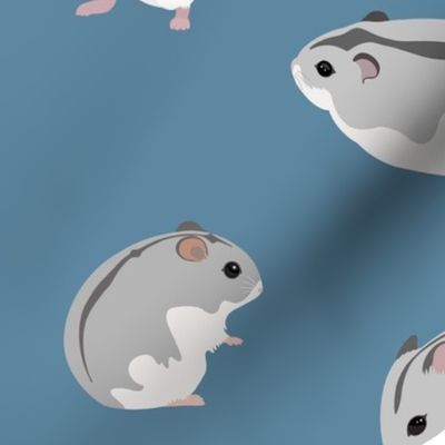 Dwarf Hamsters on Petrol Blue - Large Scale