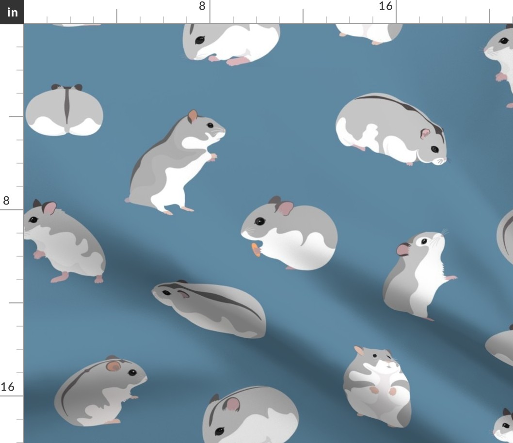 Dwarf Hamsters on Petrol Blue - Large Scale