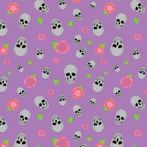 Coral & Purple Skulls with flowers small
