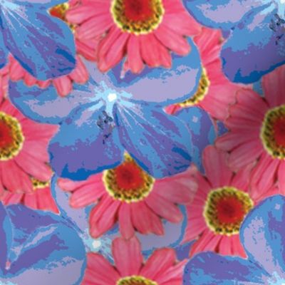 Blues and Pinks Water Color Floral XL