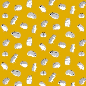 Dwarf Hamsters on Mustard Yellow - Medium Scale