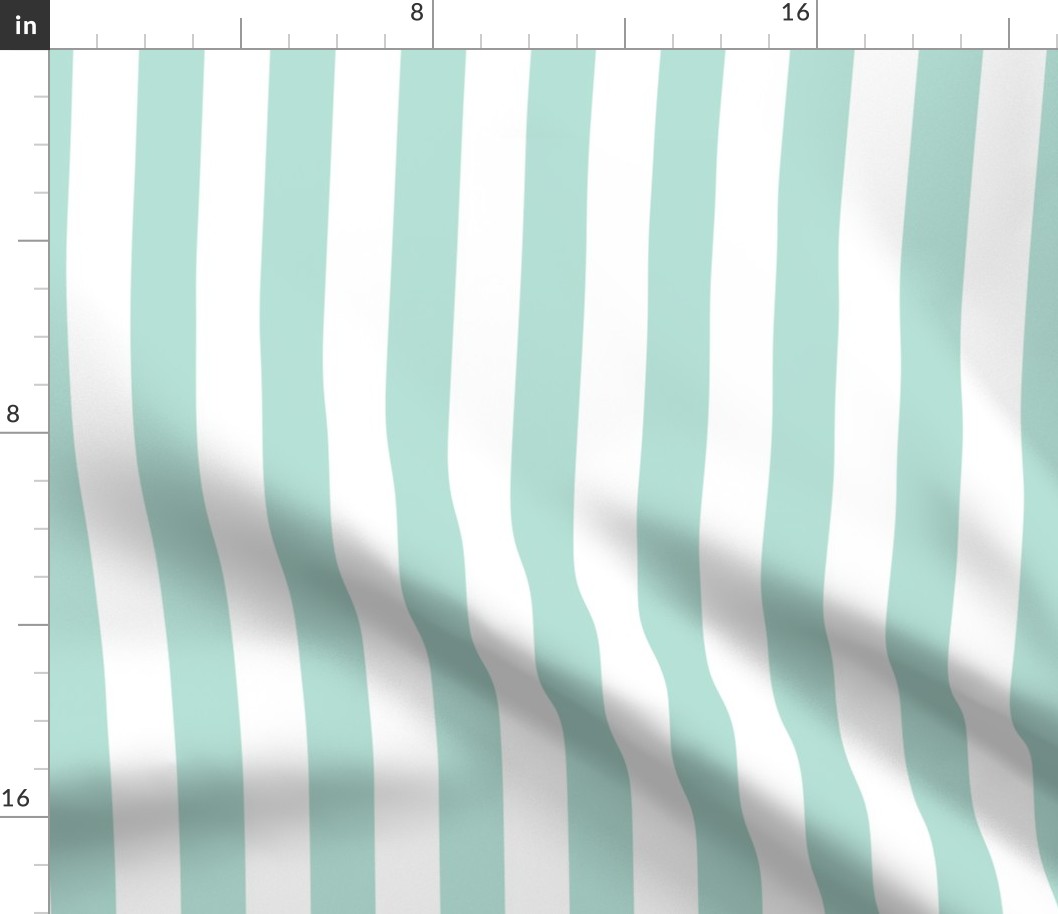 Large Pastel Mint Awning Stripe Pattern Vertical in White
