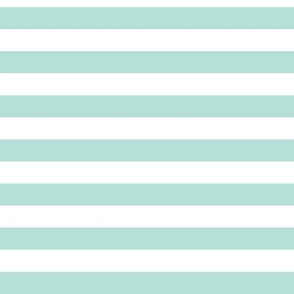 Pastel Mint Awning Stripe Pattern Horizontal in White