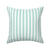 Pastel Mint Awning Stripe Pattern Vertical in White