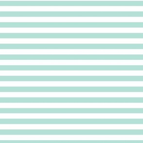 Pastel Mint Bengal Stripe Pattern Horizontal in White