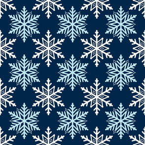 Large blue and white snowflakes