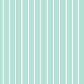 Pastel Mint Pin Stripe Pattern Vertical in White