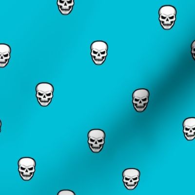 Skulls  Turquoise Blue Background