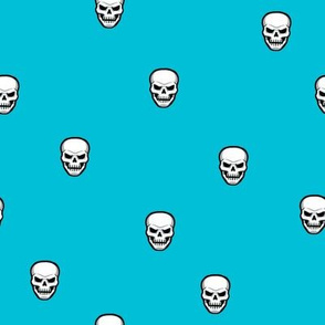 Skulls  Turquoise Blue Background