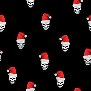 Santa Skulls Christmas Black Background