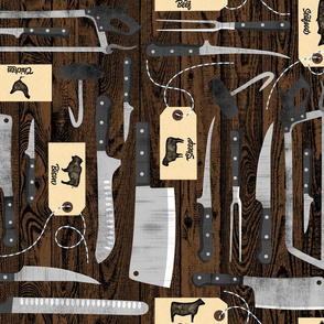 Butchers Tools - Knives - Brown - Jumbo