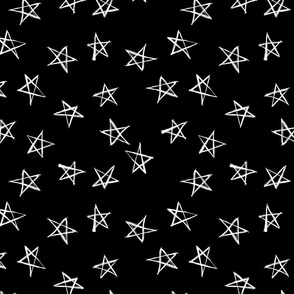 ditsy scribble stars on black