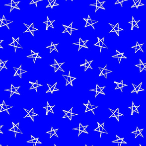 ditsy scribble stars on royal blue