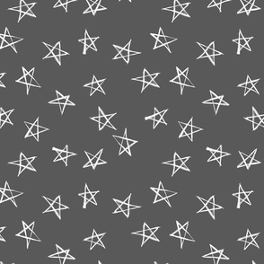 ditsy scribble stars on gray