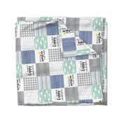 4.5 inch You are my Sunshine// Blue & Mint - Wholecloth Cheater Quilt  - Rotated