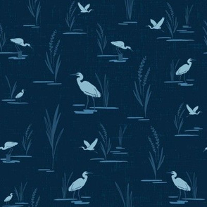 Low Country Egrets on Navy - Medium Scale