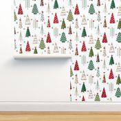 Scandinavian Christmas Trees Classic - White Background