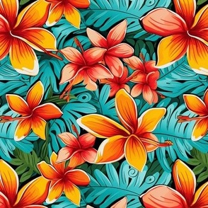 Hawaiian Plumeria Flower watercolor Pop Art