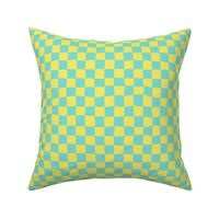 Roller Rink Checkerboard - Yellow and Aqua 