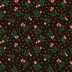 Floating cherries Christmas seamless repeat pattern// small scale