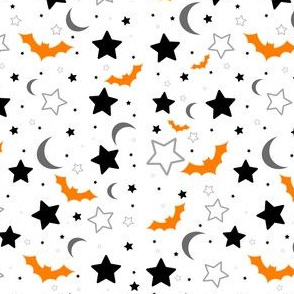 Black and Orange Halloween Bats and Stars