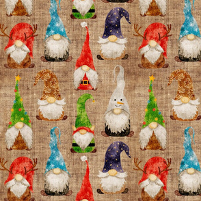 Christmas Gnome Assortment on Burlap - medium scale