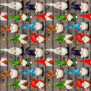 Christmas Gnome Assortment on Barn wood Rotated - medium scale