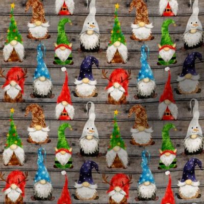 Christmas Gnome Assortment on Barn wood - extra small scale