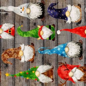 Christmas Gnome Assortment on Barn wood Rotated - large scale
