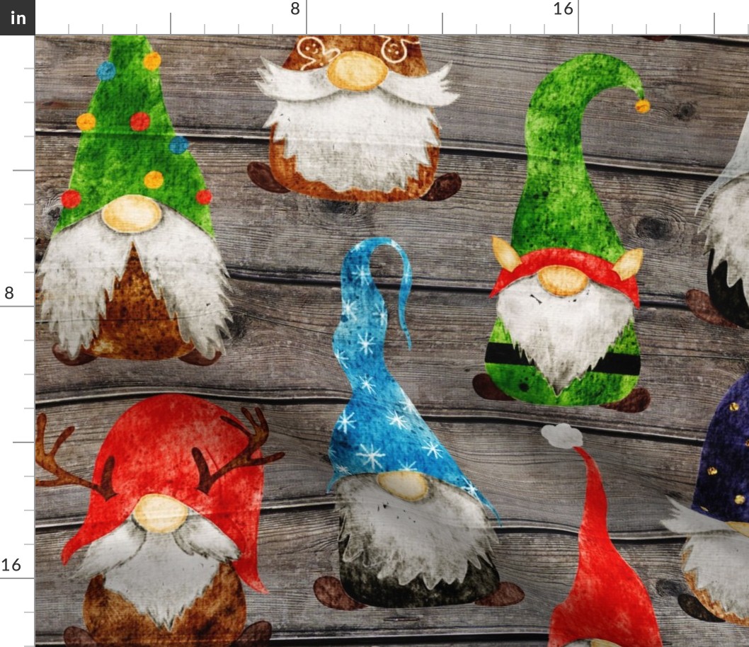 Christmas Gnome Assortment on Barn wood - large scale