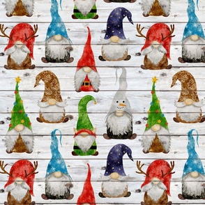 Christmas Gnome Assortment on Shiplap - medium scale