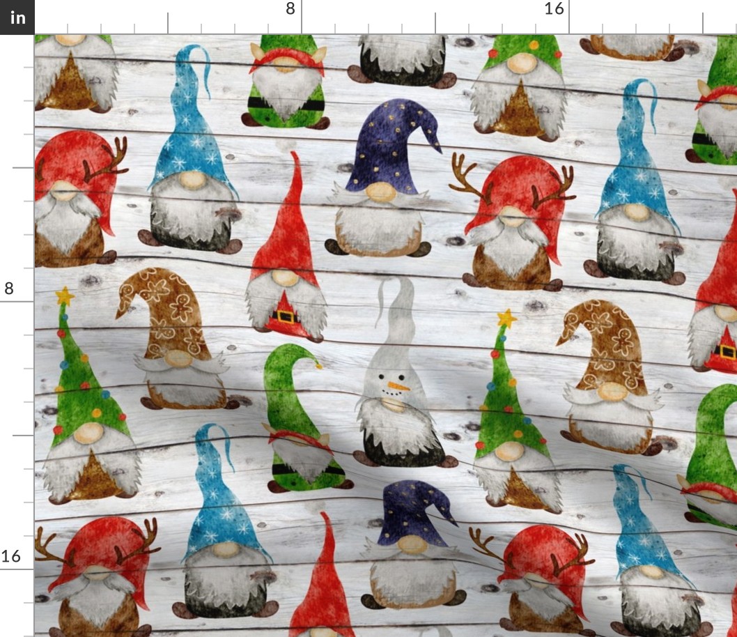 Christmas Gnome Assortment on Shiplap - medium scale