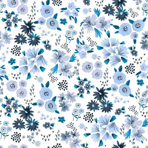 Little artistic flowers Soft blue