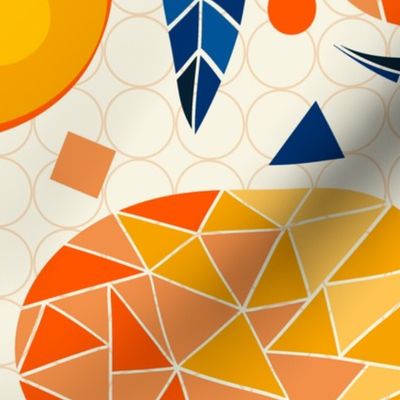 geometric mangoes-fruit-kitchen-linen white- wallpaper-medium scale